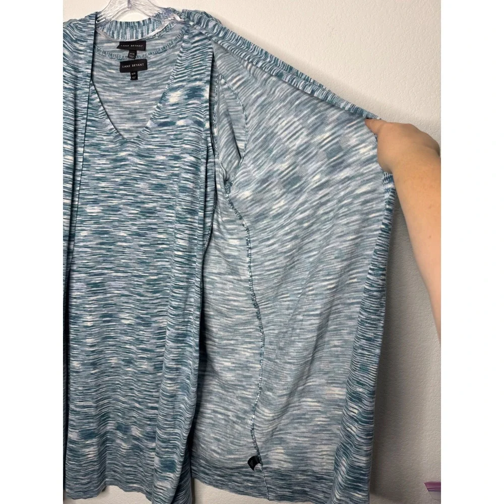 Lane Bryant Blue Space Dye Sweater Dress and Cardigan Set Plus Size 18/20 Midi